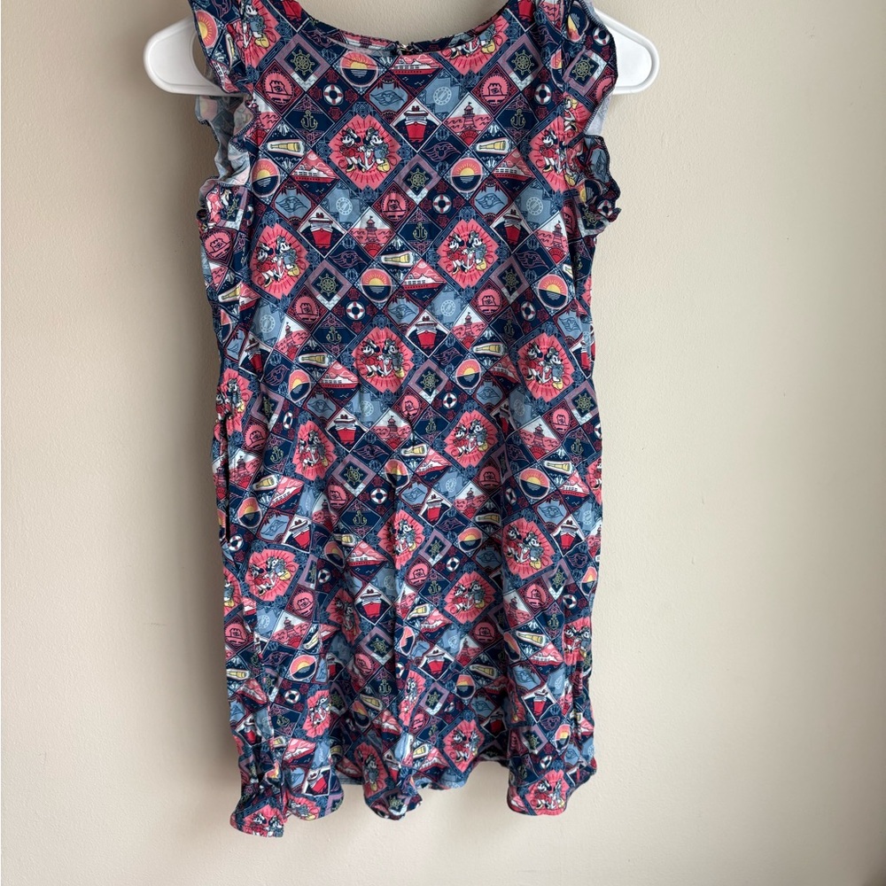 Disney Cruise Line Exclusive Sleeveless Navy and Pink Mickey Sailor Print Dress